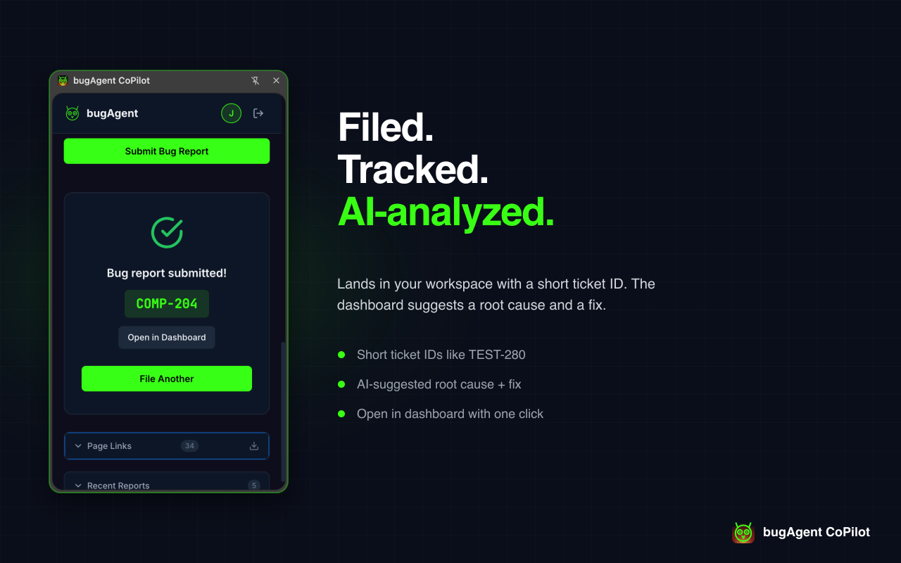The submission success card with ticket ID